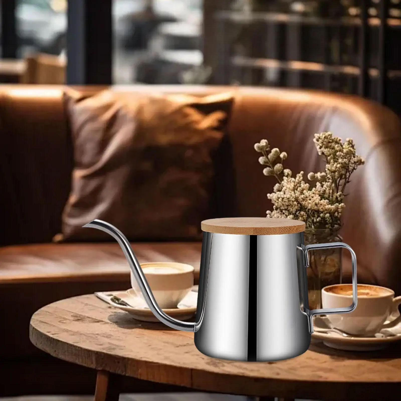 Coffee Drip Kettle Stainless Steel Gooseneck Thin Mouth for Pour over Brewing Barista Tool for Home or Café