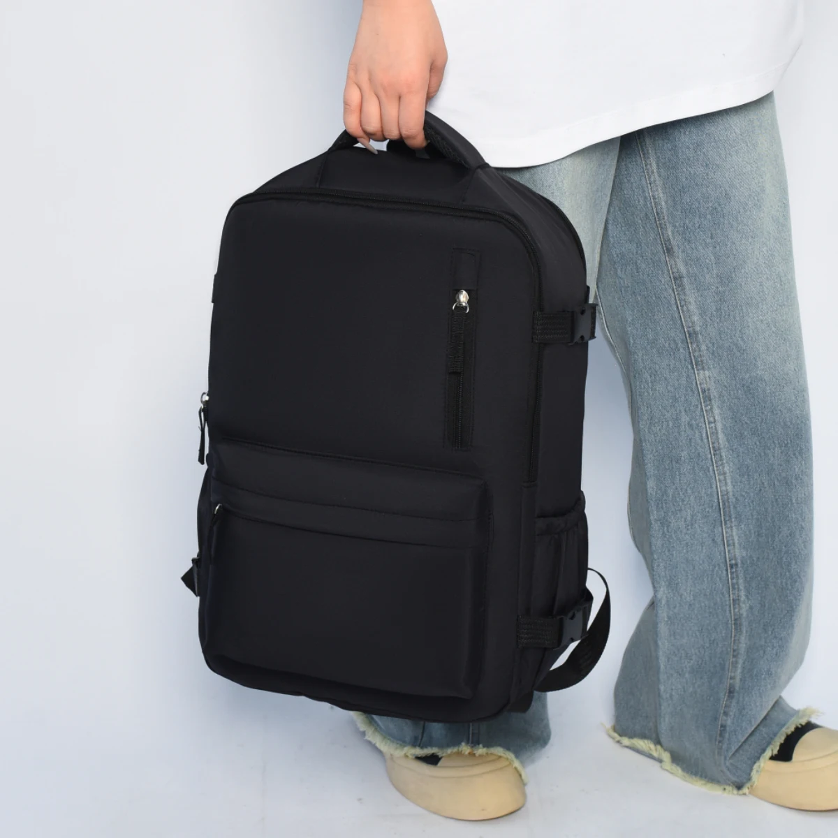 Solid Color Large-Capacity Waterproof Backpack for Men, Lightweight and Burden-Reducing School Bag for Junior High School, High School, and College Students, Travel Backpack for Women, Trendy