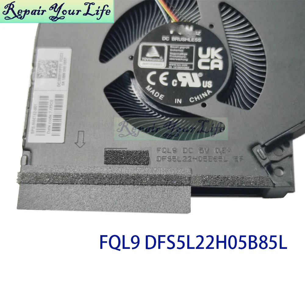 5V 12V CPU GPU Fan For HP Victus 16-R 16-S OMEN 16-XD N44742-001 N44738-001 DFS5L22H05B85L FQL8 FQL9 Notebook Cooling Radiator