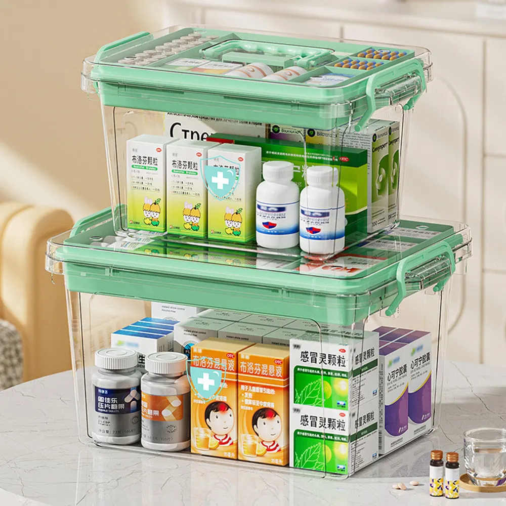 Large Capacity Portable Medicine Box Multi-layer Portable First Aid Medicine Box Medicine Storage Box Transparent Medicine Box