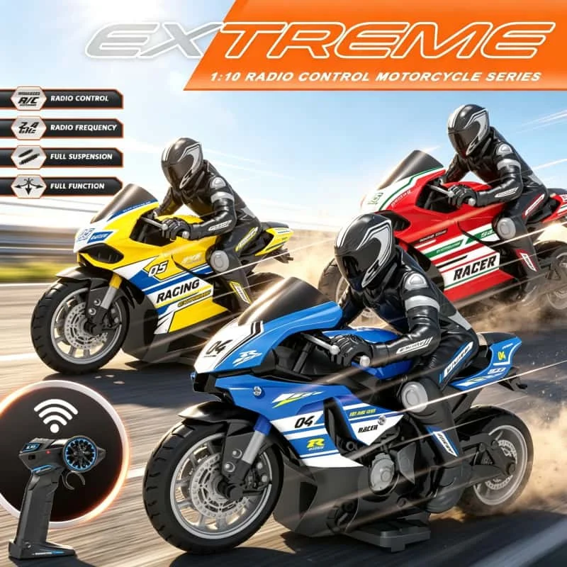 1-10スケール電動バイクr-cカー、高速レーシング、4チャンネルリモコン、操作距離35メートル、オフロードモデル、男の子へのギフト