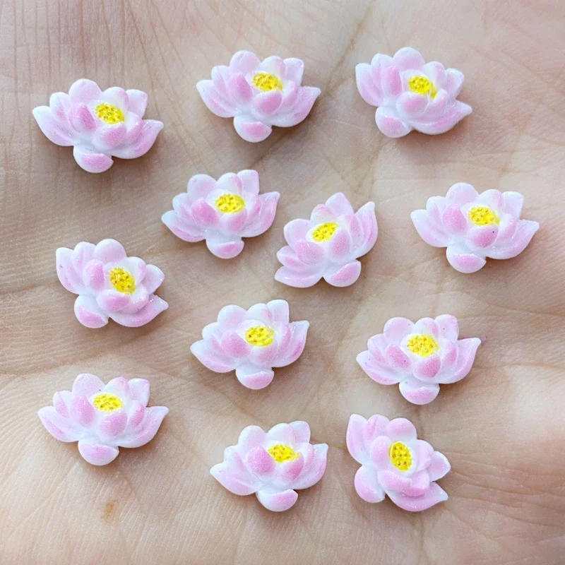 50pcs New Little Lovely Mini Lotus Resin Adorable Glitter Colorful Flat back For Home Wedding DIY Embellishments For Scrapbookin