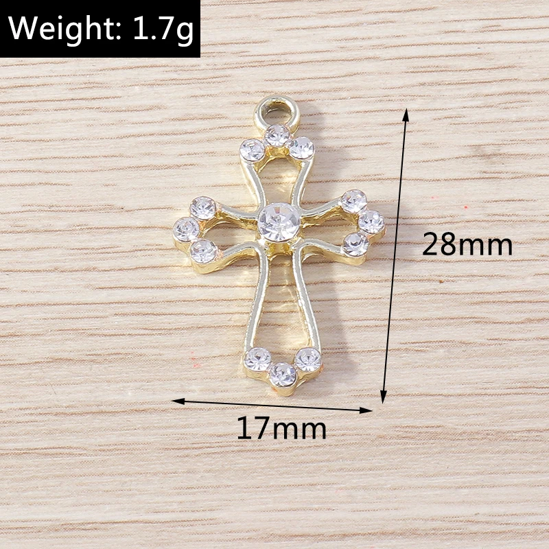 Tusember 10 Stück gold- und silberfarbene CZ-Kristall-Kreuzanhänger, Kreuzanhänger für die Schmuckherstellung, Ohrringe, Halskette, DIY-Zubehör – Detail 23