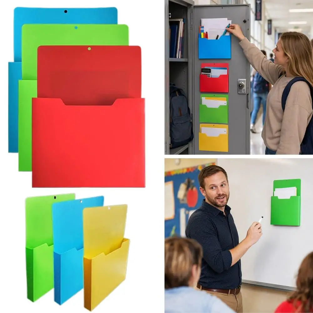 Magnetic Wall Mount Storage Box, Strong Magnet Document File Holder, No-Drill Mail Paper Folder Organizer for Office Home School