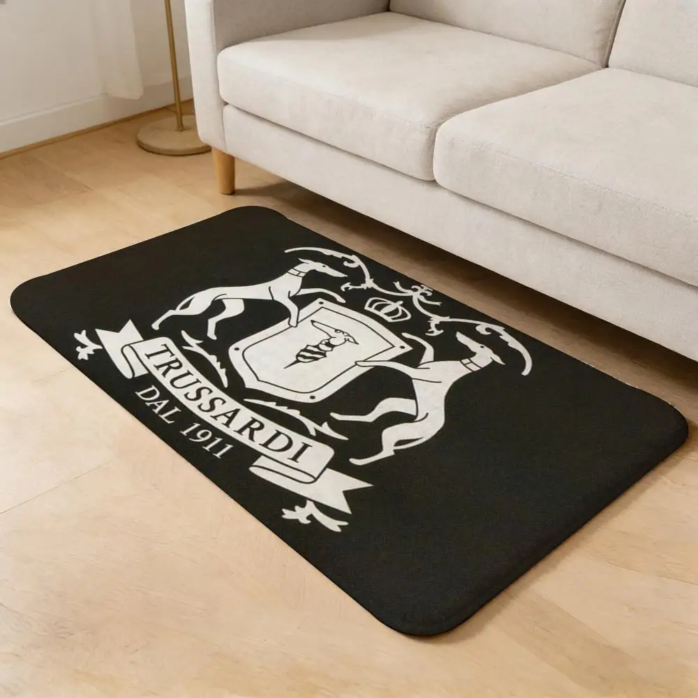 Tapete de Chão T-Trussardi de Flanela Antiderrapante Absorvente Lavável para Interiores