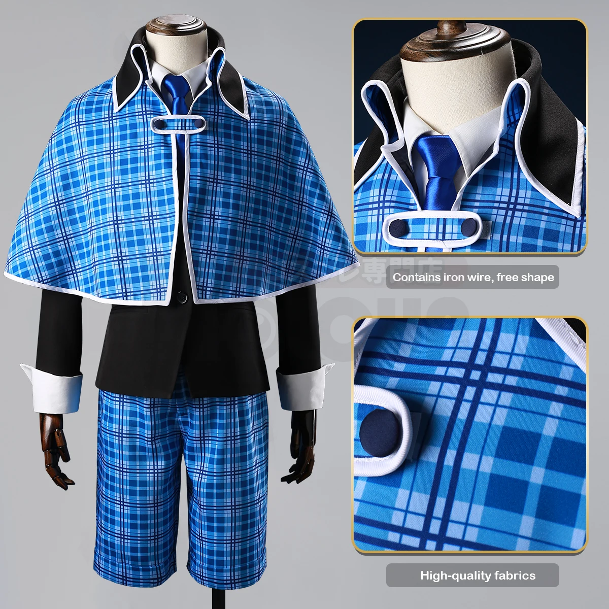 HOLOUN Shugo Chara Anime Hotori Tadase Fujisaki Nagihiko Cosplay Costume Shawl Suit Shirt Shorts Tie Blue School Uniform Gift