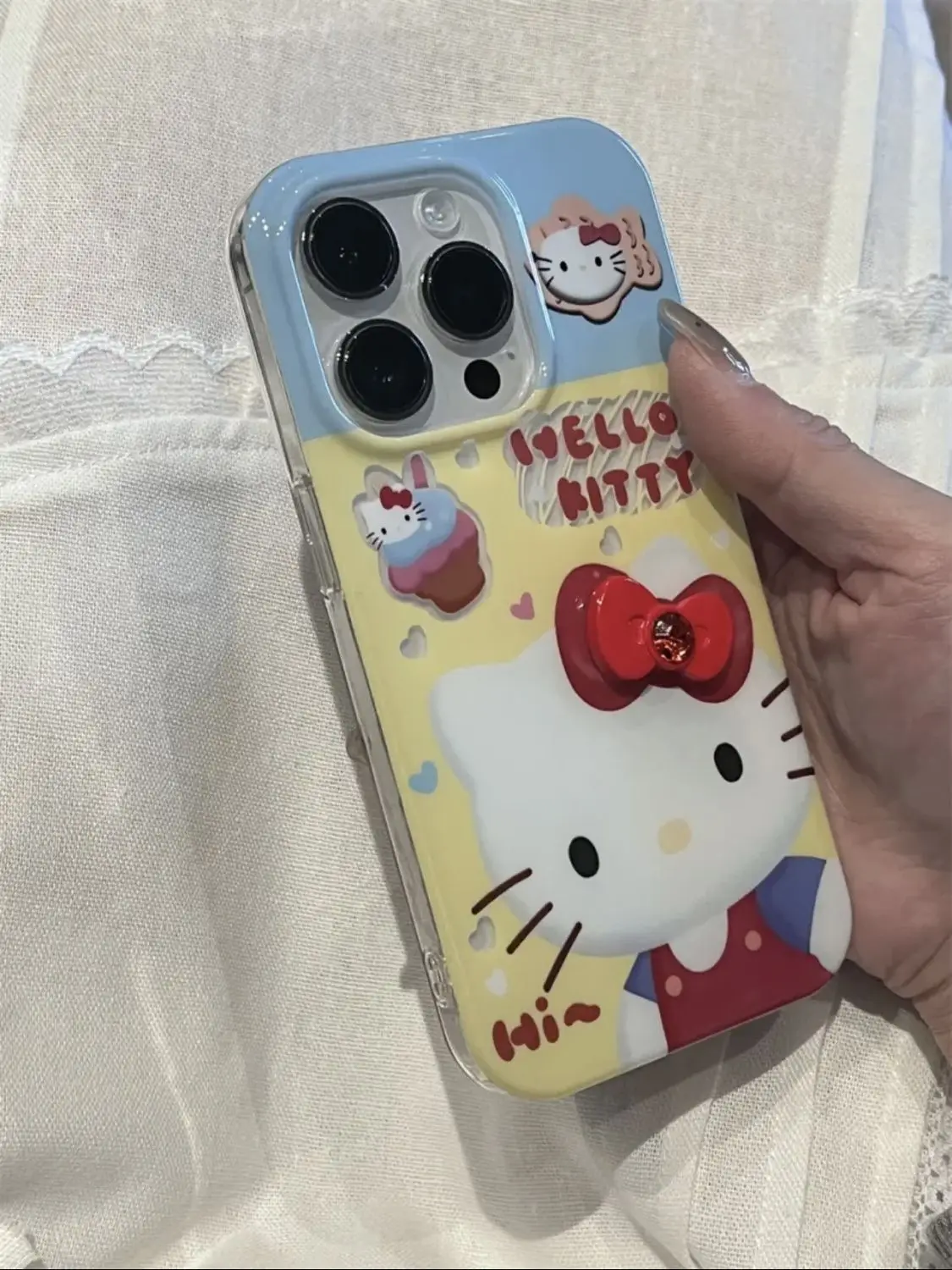 Etui na telefon Sanrio Hello Kitty Red Bow Ice Cream do iPhone 15 14 13 12 11 Pro Max 7 8 Plus XR XS MAX Y2K Girl lovely Back Cover