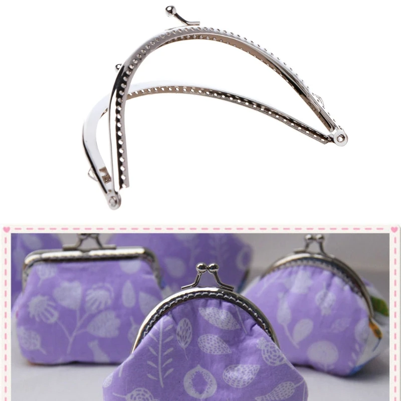 1PC กรอบโลหะ Kiss Clasp Arch DIY CRAFT สำหรับกระเป๋า Silver TONE 15 ซม