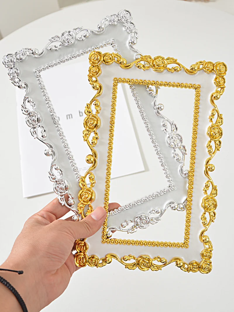 24 Mô Hình Vàng Bạc Trắng Họa Tiết Retro Khung Ảnh Chụp Ảnh Trang Trí Đạo Cụ Móng Comestics Chụp Ảnh Đồ Trang Trí