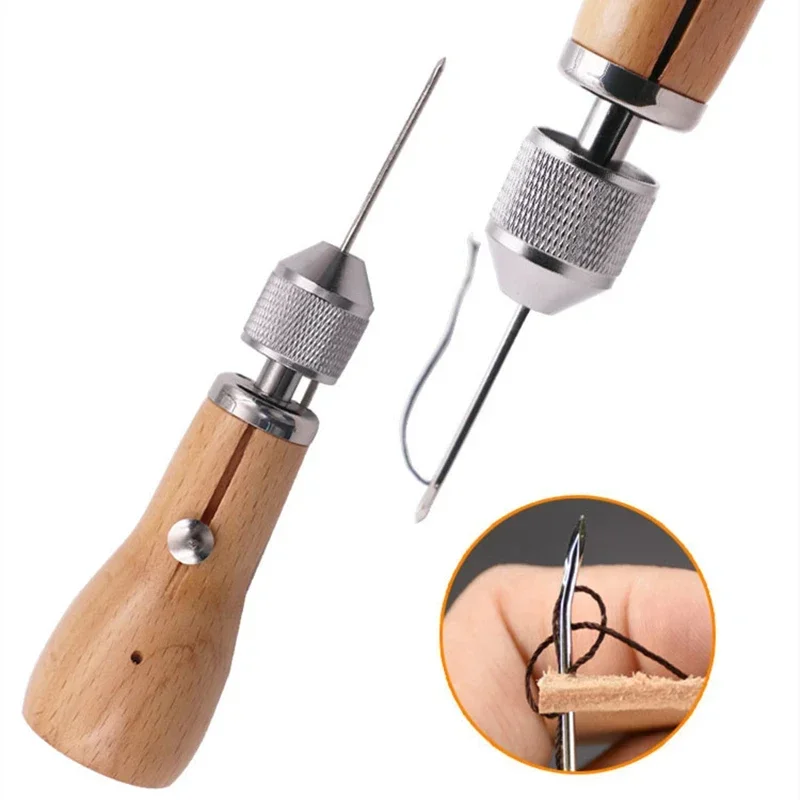 DIY Leather Sewing Awl Hand Stitcher Repair Tool Kit  Needles Waxed Thread Kit Machine Craft Stitching Shoemaker Speedy  Profess