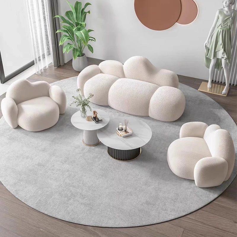 

White Cream Living Room Sofa, Design Cloud Individual Loveseat, Comfortable Nordic Divano Furniture