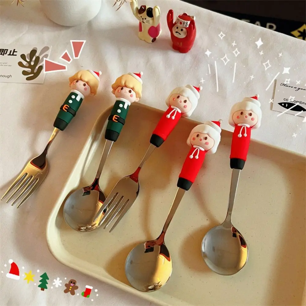 Cuillère à Riz Créative en Acier Inoxydable pour Fille, Fourchette de Noël, Usage Domestique