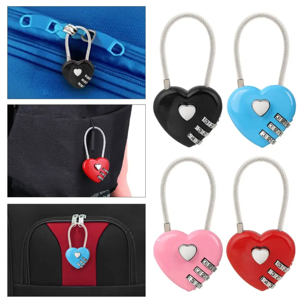 Case Supply Zinc Alloy Luggage Valentine's Day Code Dial Combination Security Tool 3 Digit Password Heart Shaped Lock Padlock