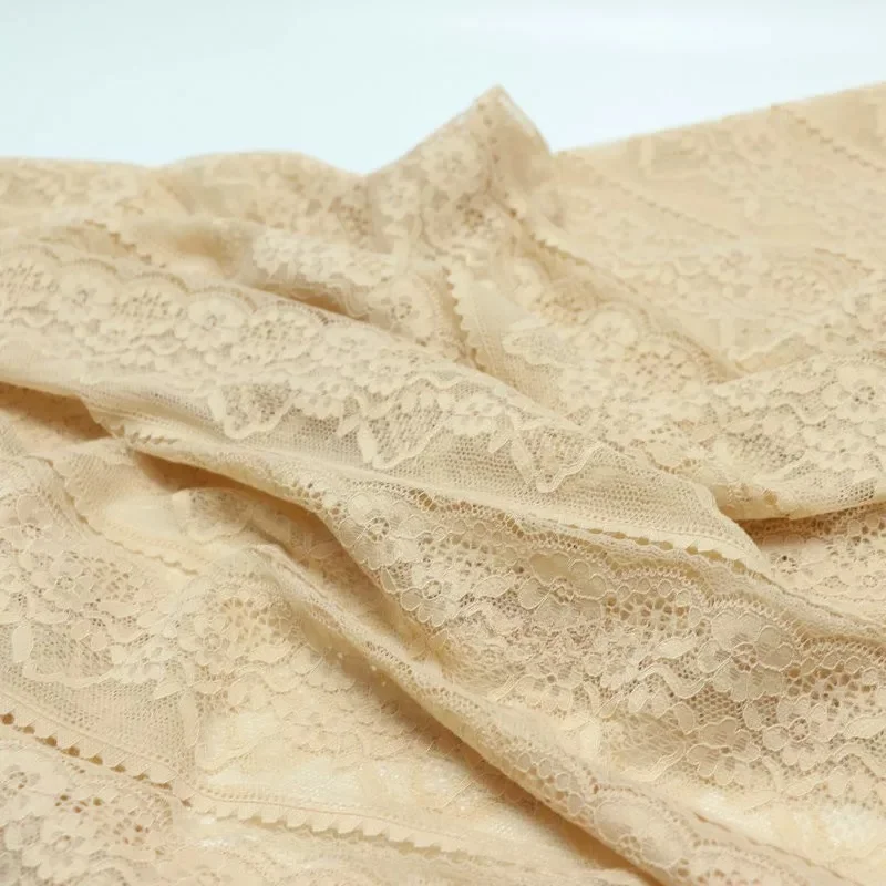 1 Meter Nude Apricot Floral Jacquard Water Soluble Lace Fabric Summer Ladies Dress Handmade Sewing DIY Material Textile Apparel