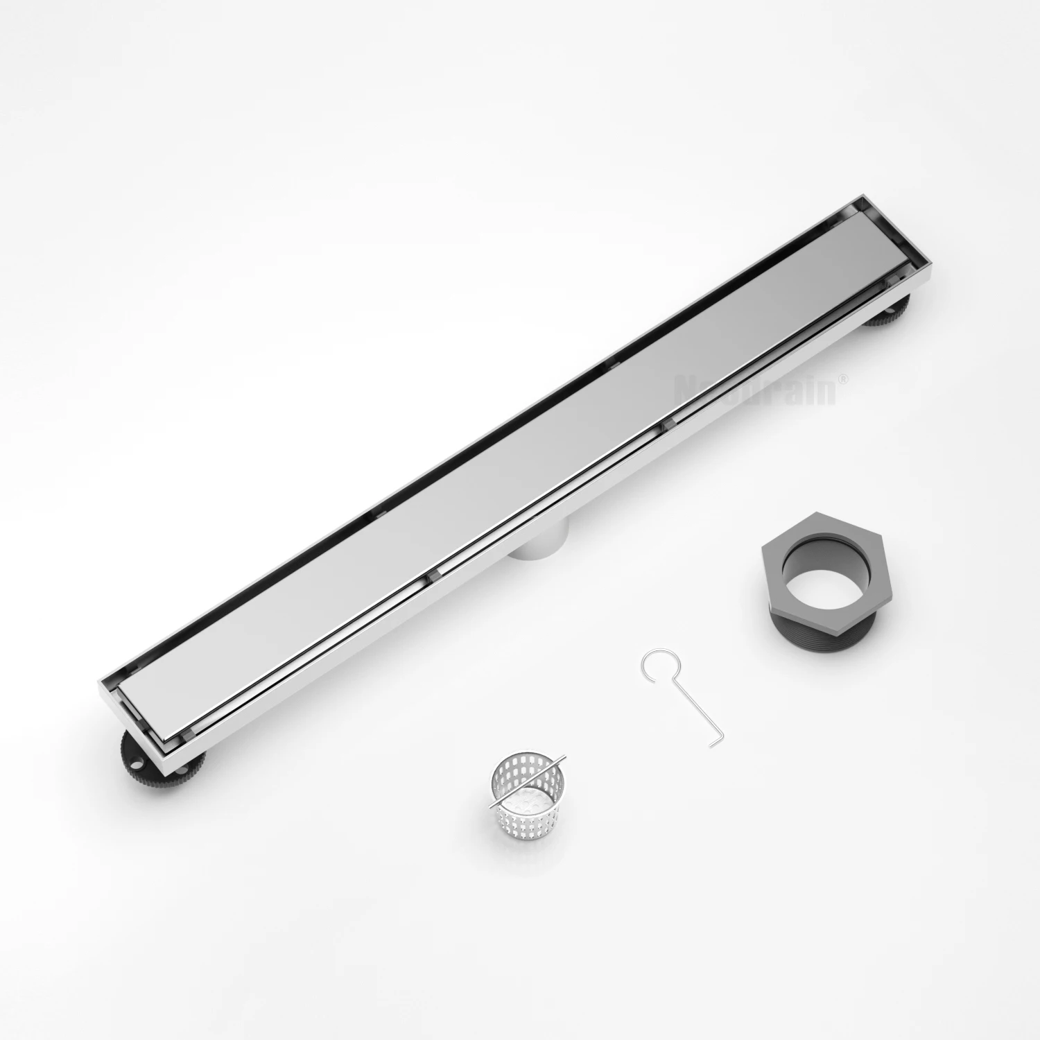 

Modern Customizable 304 Stainless Steel Tile Insert Long Rectangle Linear Invisible Floor Drain for Bathroom Shower-Custom