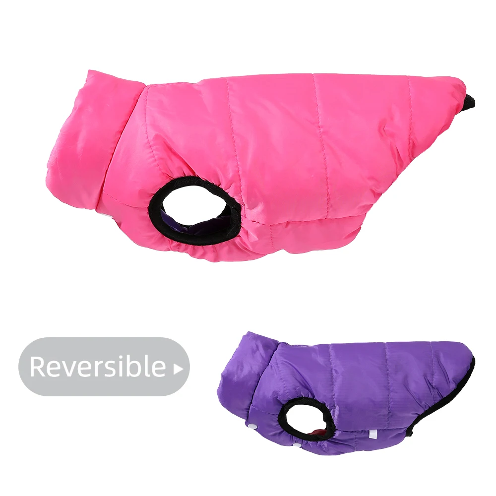 Wasserdichte warme Hundekleidung für kleine und mittelgroße Hunde, wendbare Winter-Haustierjacke, gepolsterte Weste, leichtes Welpenmantel-Kostüm – Detail 8