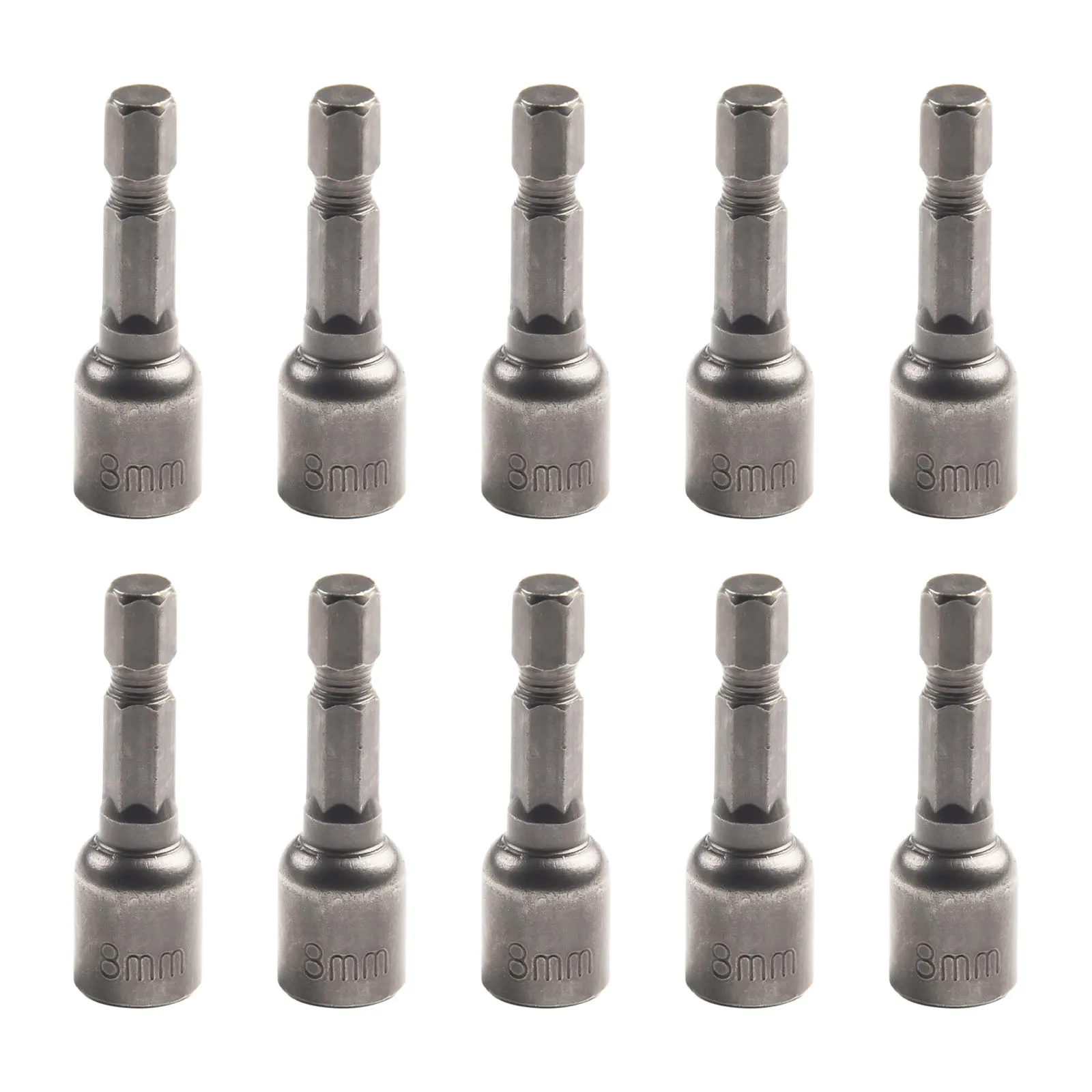 10 Pcs 소켓 마그네틱 너트 드라이버 세트 1/4 16 진수 8mm 어댑터 드릴 비트 길이 42mm 핸드 툴 수리 도구 액세서리