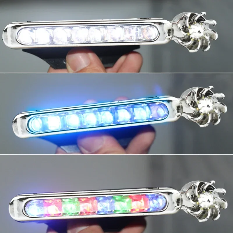 

1Pair Car Wind Energy Power Front Grille 8 LED Daytime Running Light Auto Decorative DRL Driving Lamp with Double-Sided Tape