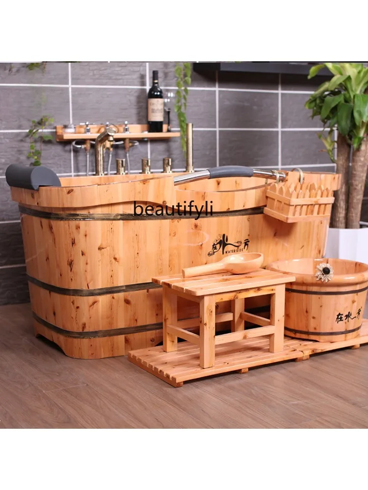 Customized Luxury Cedar Wooden Barrel Bath Bucket Bathtub Bath Bath Bath Bath Bath Barrel Adult Bathtub Set Household