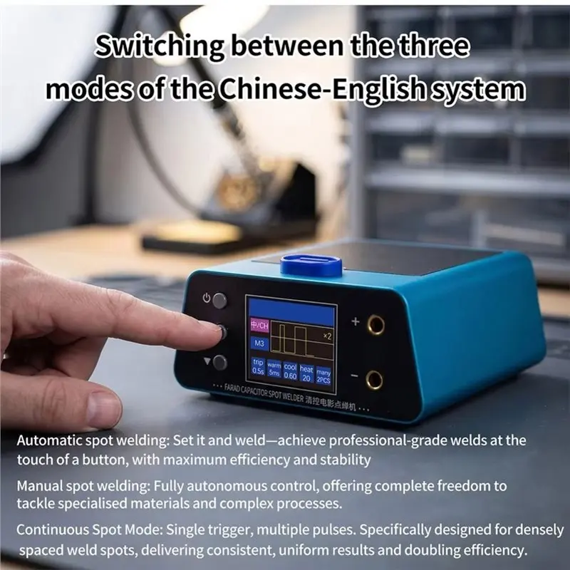 ABUH-Dual Pulse Supercapacitor 5500W Adjustable 3 Gears Portable Battery Spot Welder Pen For DIY Battery EU Plug