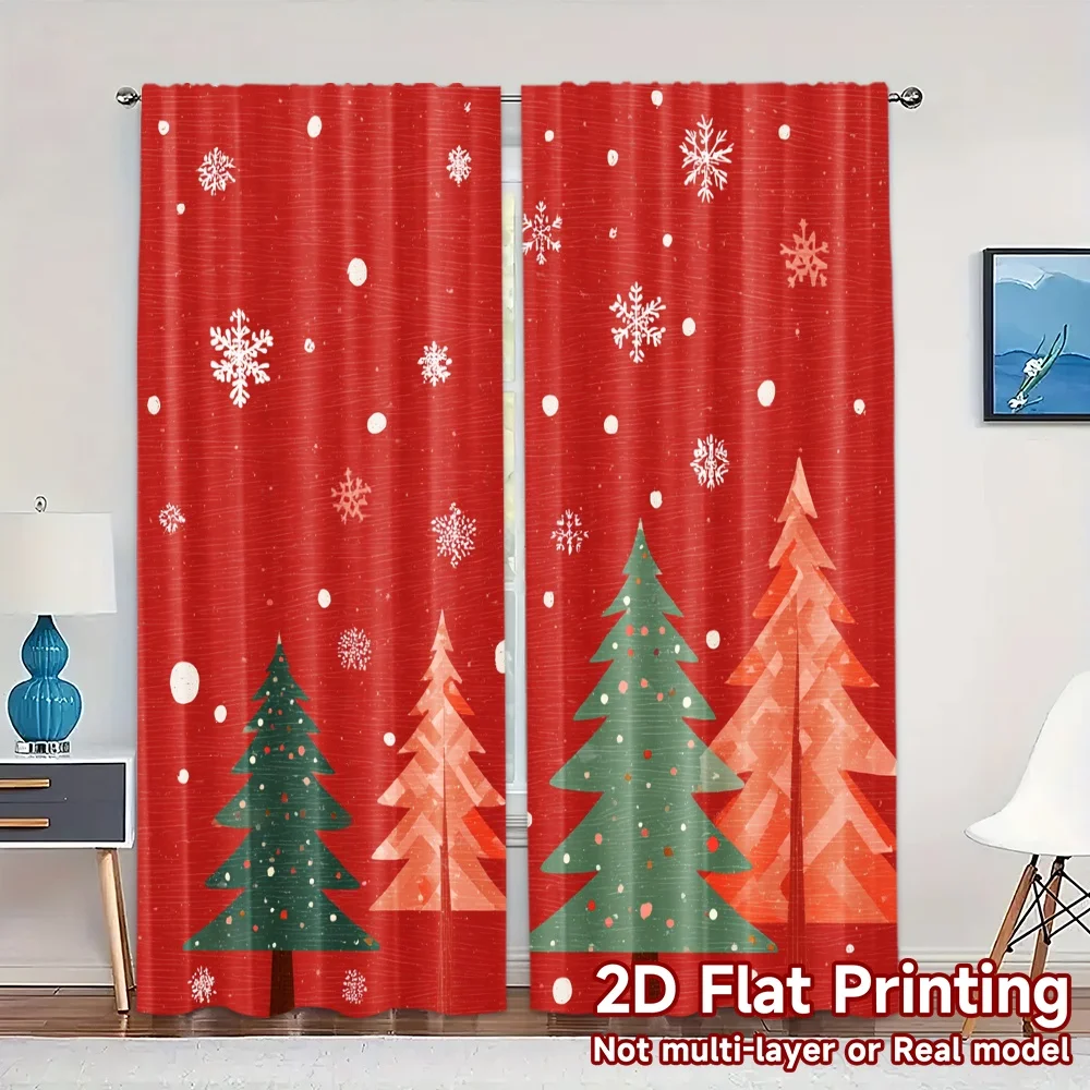 2D Flat Printing,JIT 2pcs, Curtains (Without Rod) Festive Pup Magic (5) Modern Minimalist Curtains Versatile Polyester Curtains