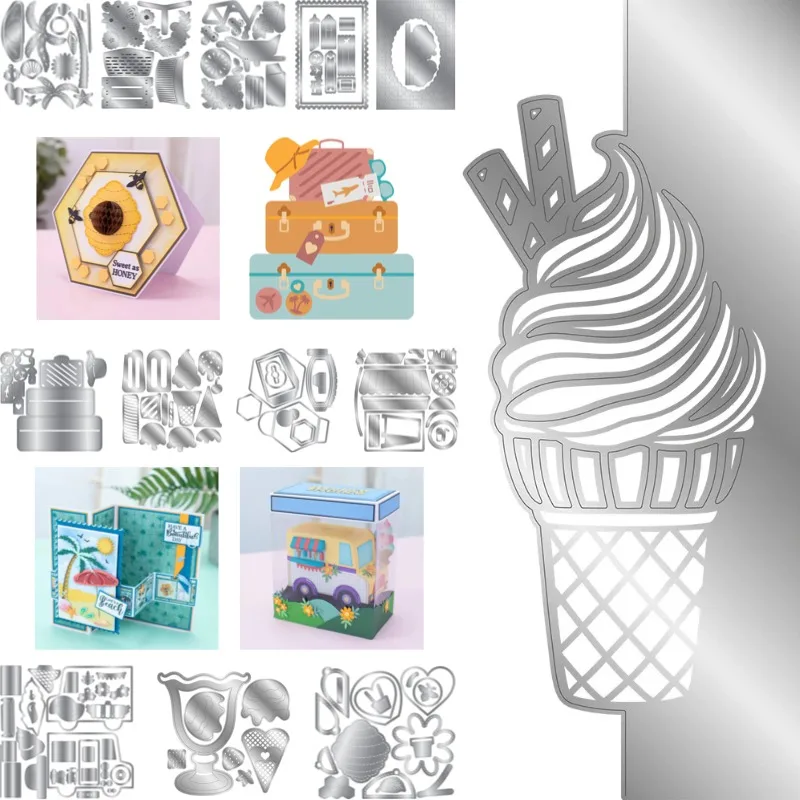 Picket Fence Beach Scene Suitcase Craft Metal Cutting Dies Mold Strip Sheet Scrapbook Paper Craft Knife Mold Blade Punch Stencil