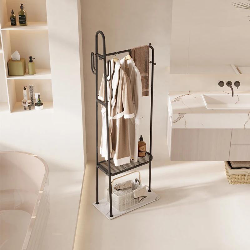 Toilet floor to floor non perforated towel rack, bathroom hanging towel rack, multi-functional bathroom storage rack integrated