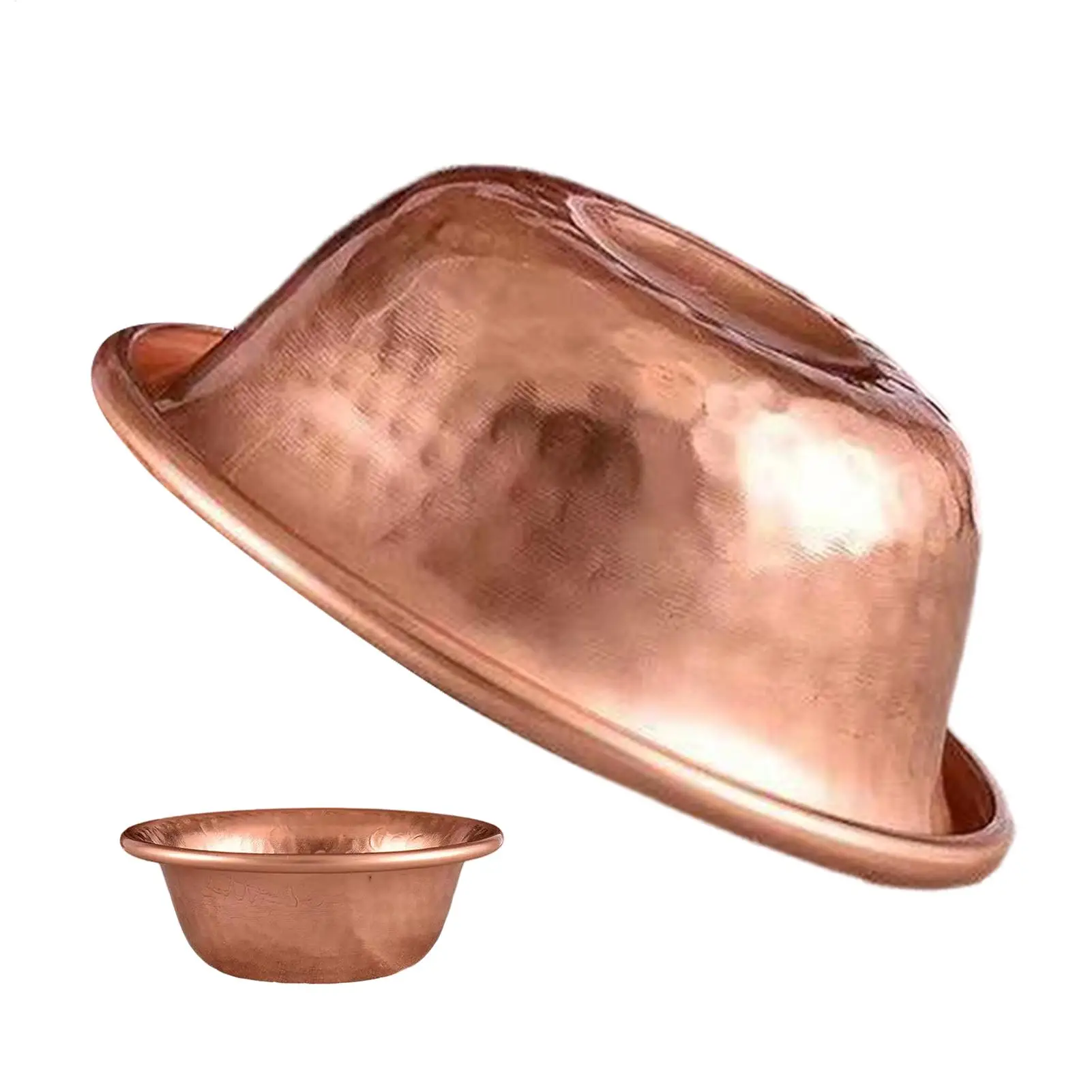 Copper Water Bowl for Dogs Wide Textured No-Coating Face Rust-Proof Copper Dog Cat Pet Food Water Bowl for Home Kitchen Garden
