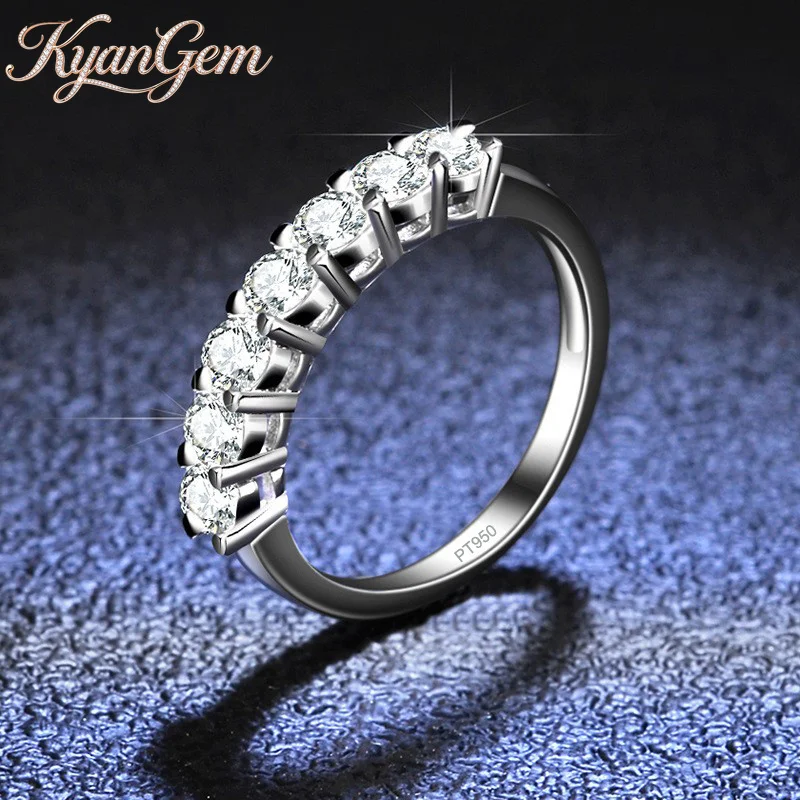 KyanGem Classic Four-Prong Openwork Crown Platinum PT950 Engagement Ring with High-End Seven-Star 0.7 Carat Moissanite Setting