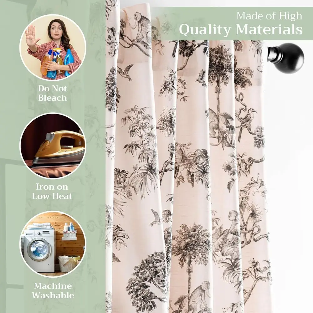 لوحة ستارة تويلي 50 × 108 من القطن 100% مع جيوب قضيب لنوافذ غرفة المعيشة (رمادي بونوبو) #3