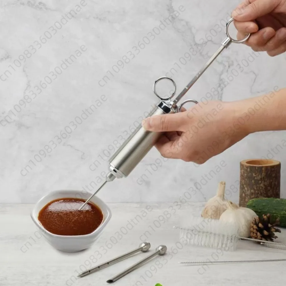 Stainless Steel Meat Injector Syringe Kit Flavor Injector with 3 Marinade Needles Kitchen Food Injection Syringe Home Accessorie