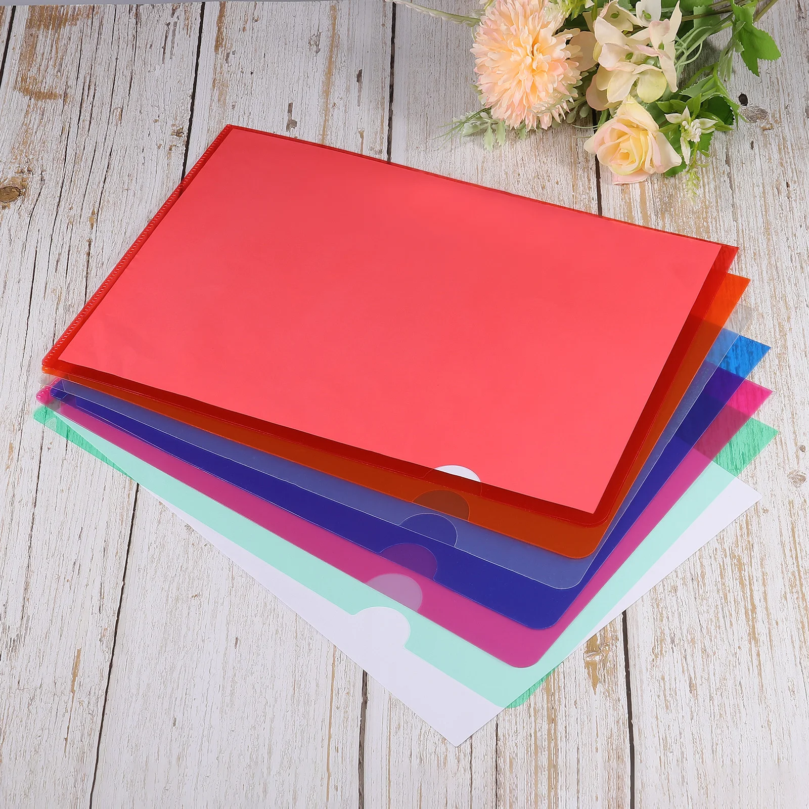 12/24Pcs L Type Folders A4 Plastic File Project Pockets File Folder Clear Paper Document Jacket Sleeve School Office Supplies