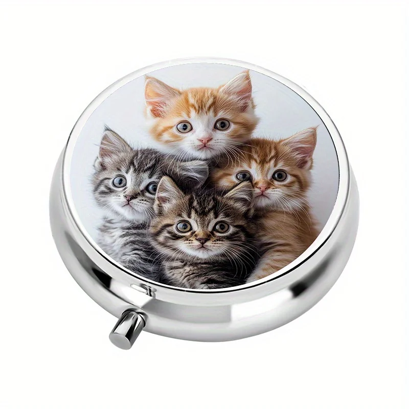 1 Medicine Box with 3 Compartments, Cute Cat-Themed Mini Medicine Box, Medication Storage Box, Portable Medicine Box, Suitable for or a Wallet