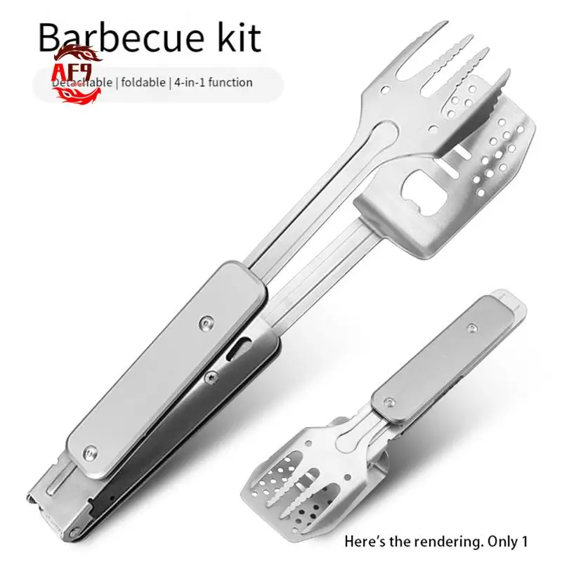 

AF90-4 In 1 Mini BBQ Barbecue Combo Tool Set With Spatula, Fork, Tongs And Bottle Opener For Hiking Camping