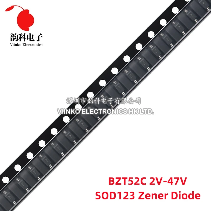 100pcs SOD-123 1206 SMD Zener Diode BZT52C 2V 2V2 2V7 3V3 4V7 5V1 6V2 8V2 9V1 10V 12V 15V 18V 20V 22V 24V 27V 30V 33V 39V 47V