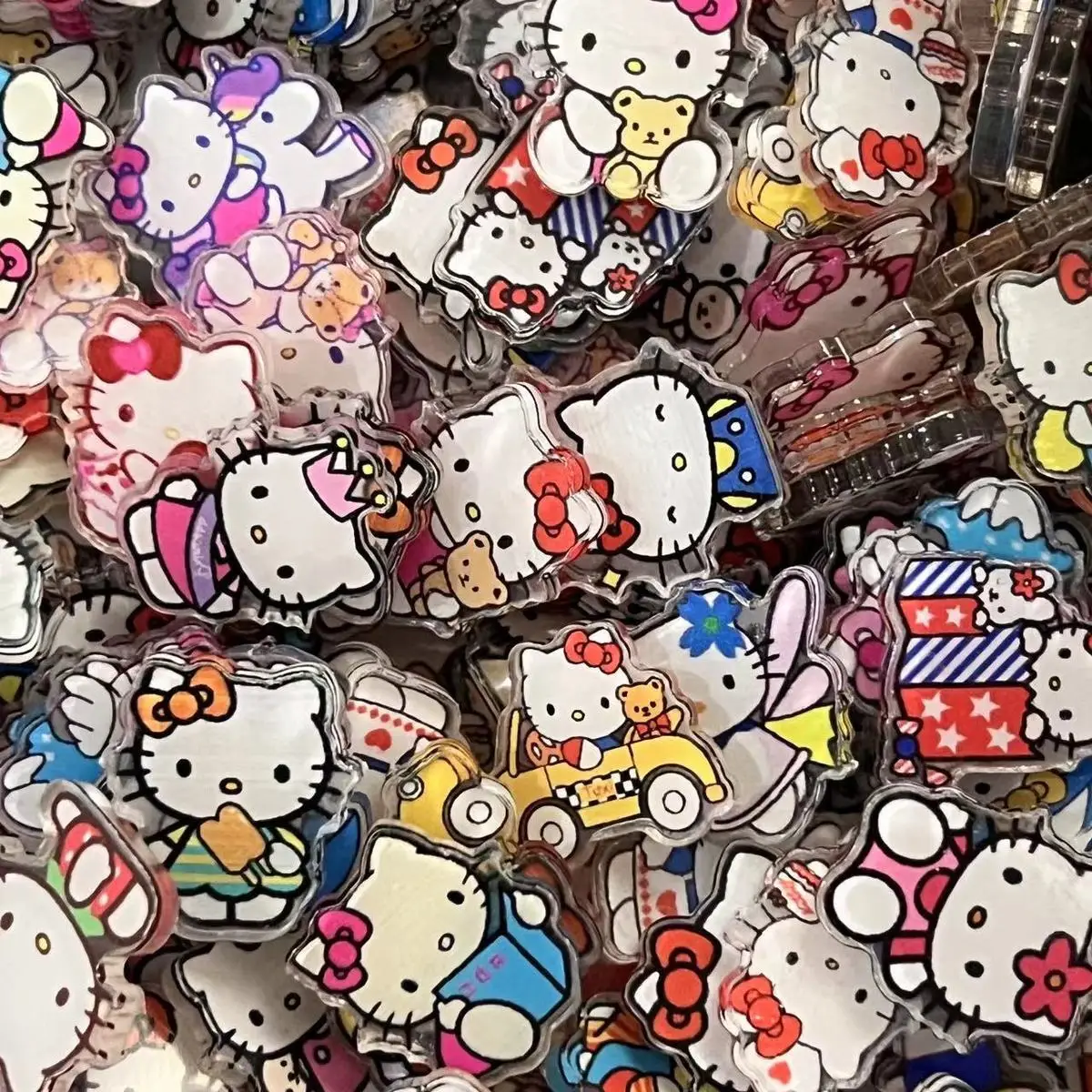 2cm cartoon anime cat and dog acrylic patch transparent handmade DIY keychain pendant PP clip accessory material wholesale