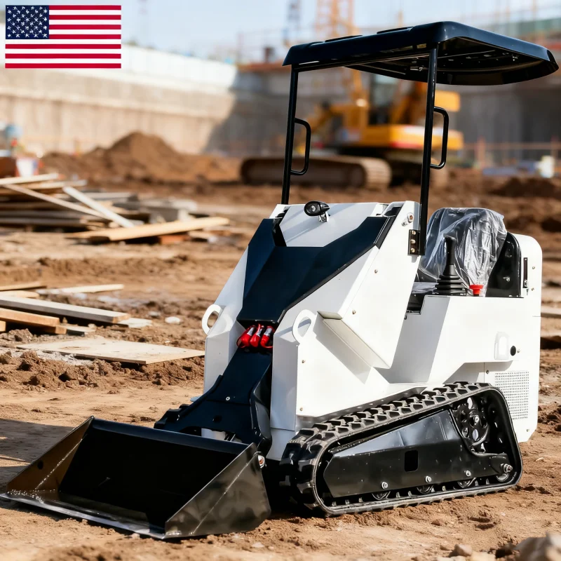 

Mini Tracked Skid Steer Loader 1631Ibs 13.5 Hp Crawler , Multifunctional Excavator with Cab， in Stock in US Warehouse