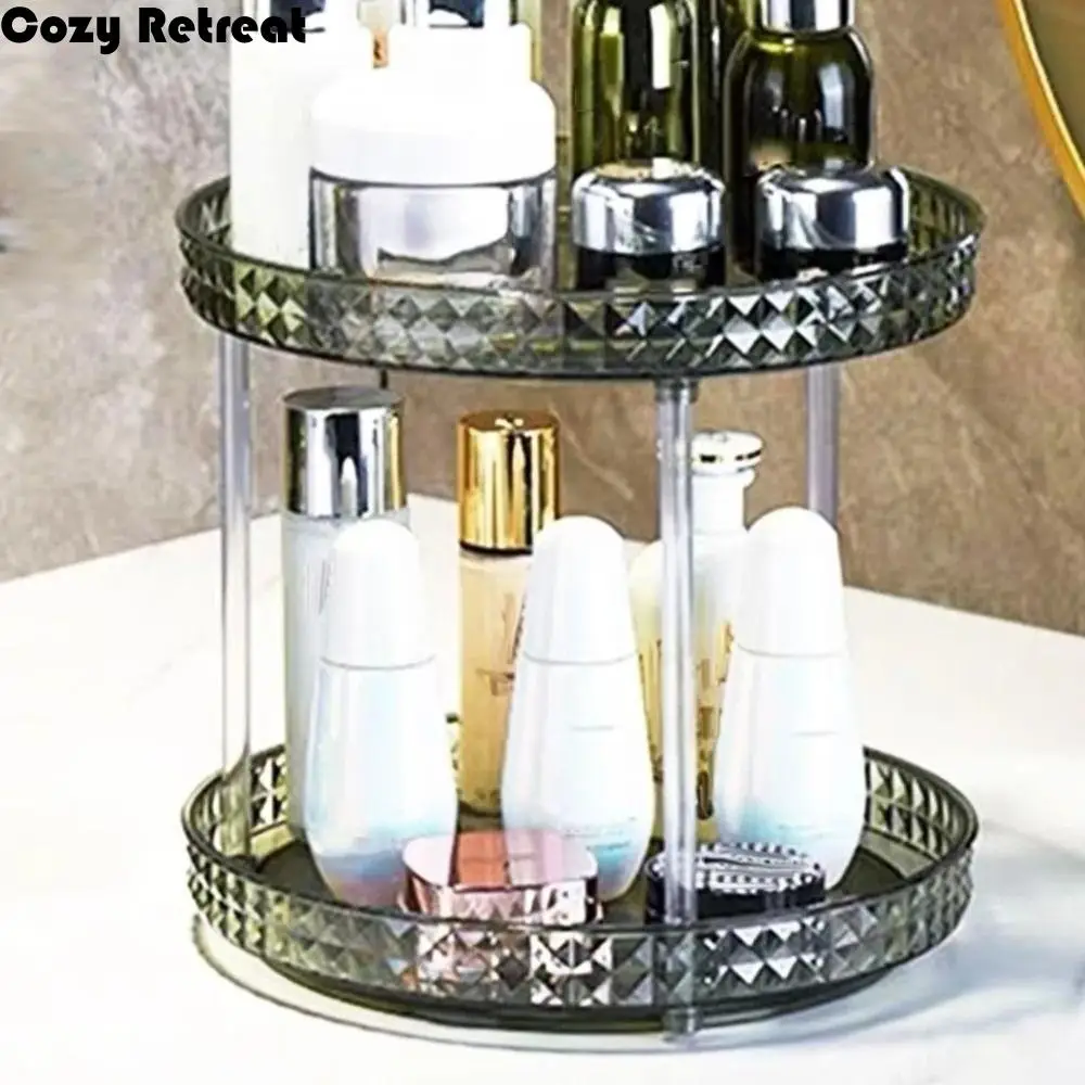 

Clear Cosmetics Storage Rack Multilayer Light Luxury Makeup Storage Box Finishing 360 Rotating Tray Dressing Table