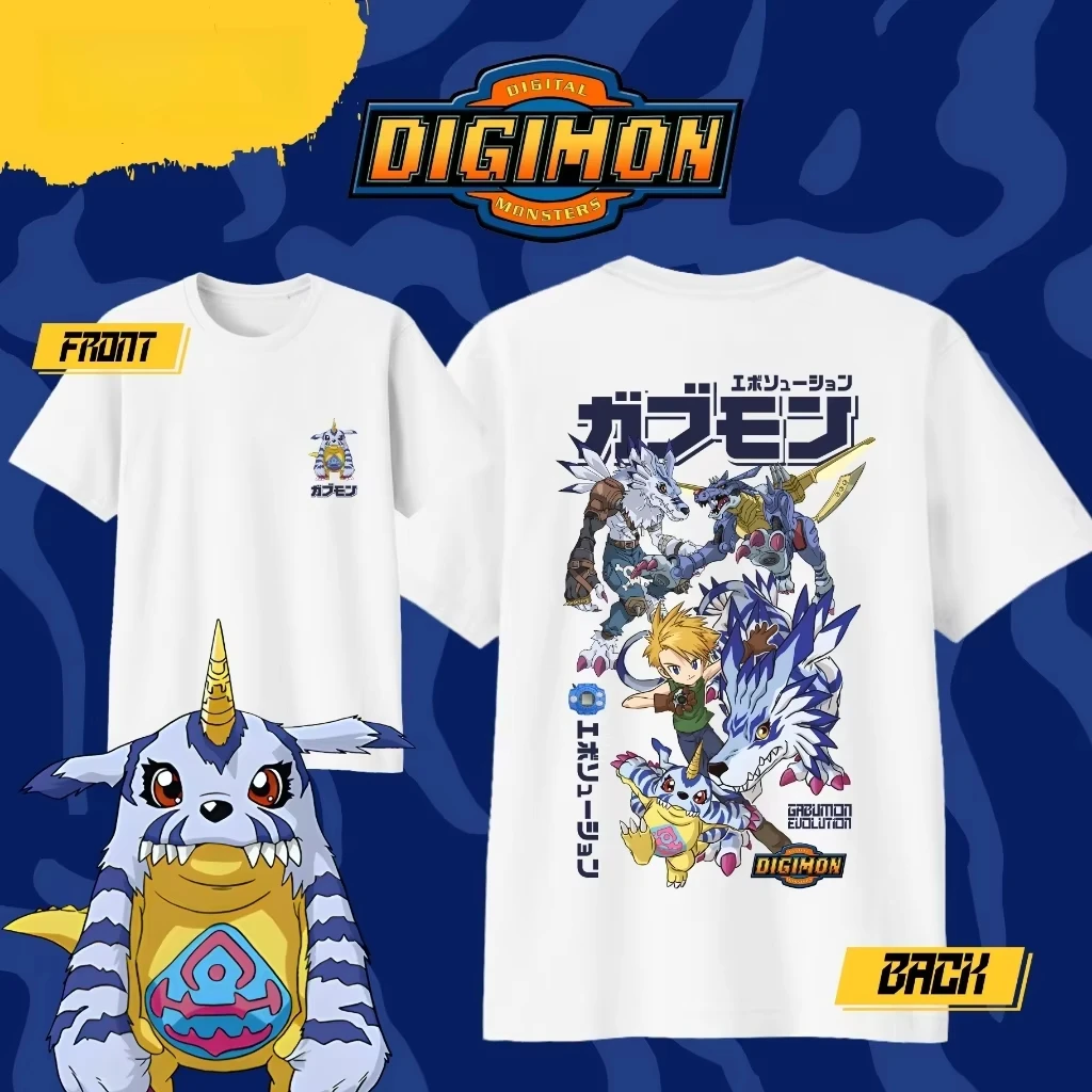 Anime Digimon Gabumon Evolution Printed T-shirt Men's and Women's T-shirt Men's Tops Harajuku Y2K T-shirt 2026 Summer New Tee