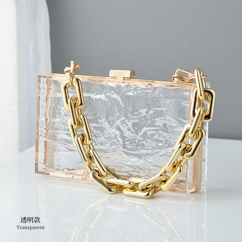 New Ice Cracks Acrylic Handbags Female Transparent Box Bags Fashion Candy Color Shoulder Crossbody Bags Luxury Designer Handbag