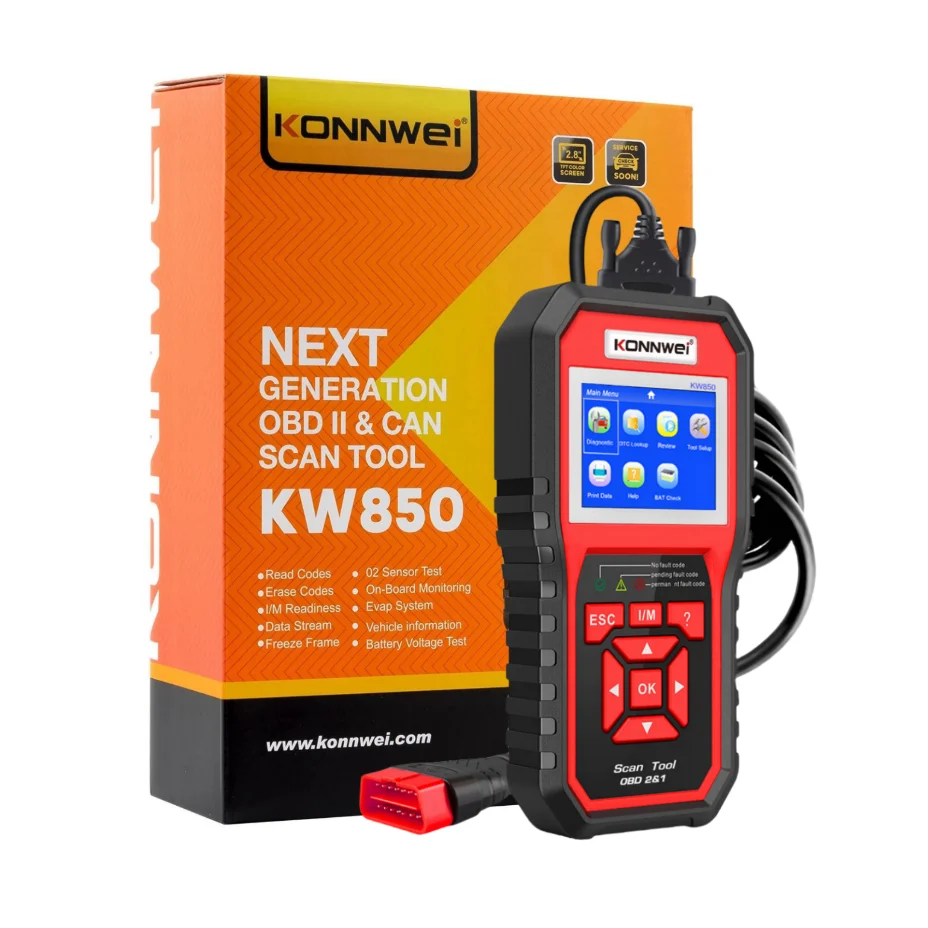 

KONNWEI KW850 OBD2 Scanner Diagnostic Tool Automotive Scanner Code Reader Check Engine Light Tools for All Cars After 1996