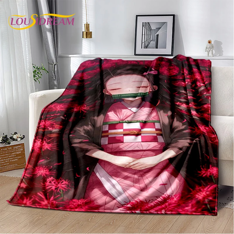 3D Demon S-Slayer Anime Kamado Nezuko Tanjirou Cartoon Blanket,Soft Throw Blanket for Home Bedroom Bed Sofa Picnic Cover Child