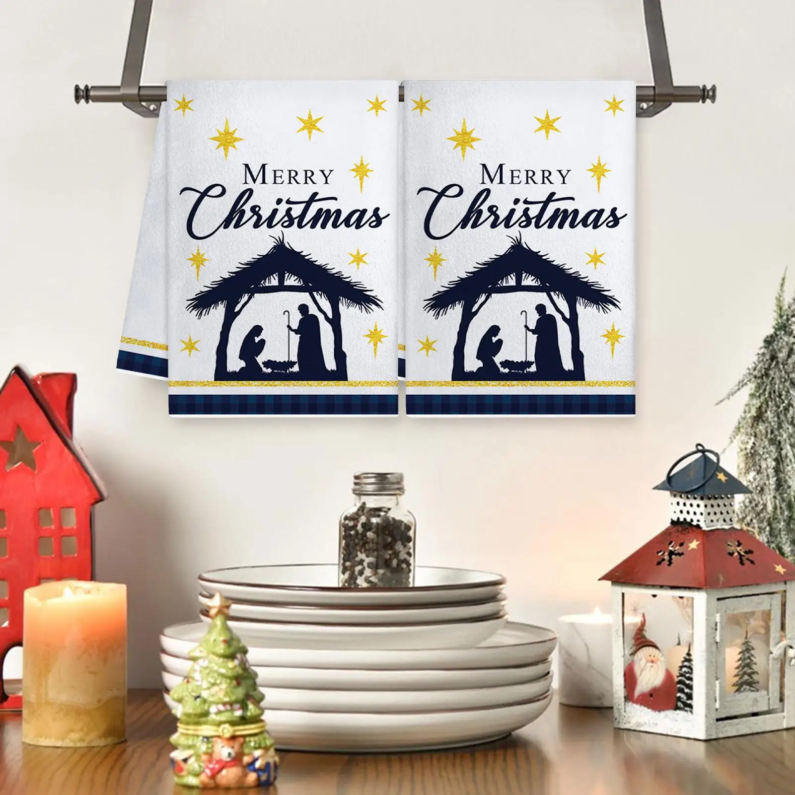 Christmas Kitchen Towels Festive Soft Nativity Dry Hand Conveniently Towel For Home Family Festival Daily Decoration Holiday