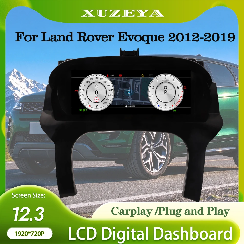 12.3 inch HD Screen Cluster Digital Dashboard For Land Rover Evoque 2012-2019 LCD Dashboard Speedometer iOS CarPlay