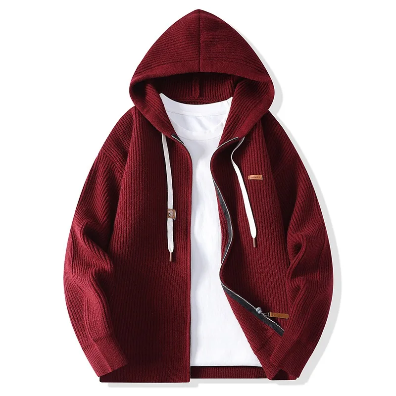 Kardigan sweater rajut pria model kerah lapel, mode musim gugur berkualitas tinggi tahun 2025, sweater dan kardigan rajut untuk pria