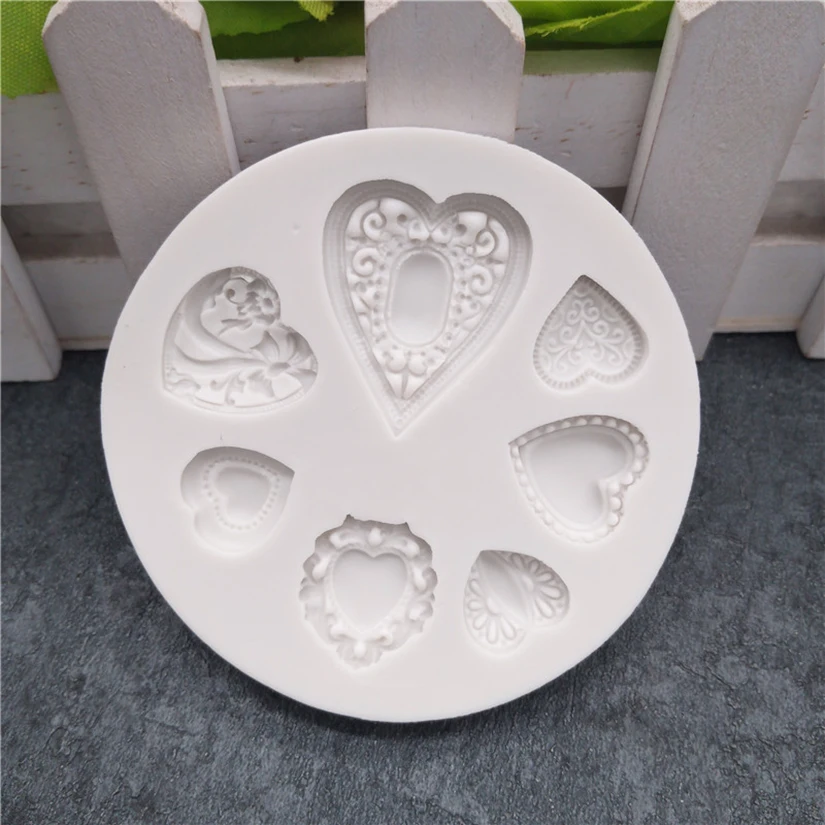 7 Heart 100% Platinum Silicone Sugarcraft Mold Fondant Cake Decorating Tools Bakeware