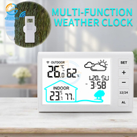 FT006 Wireless Weather Stations Outdoor Digital Thermometer Indoor Hygrometer Temperature Humidity Monitor With Clock for Home