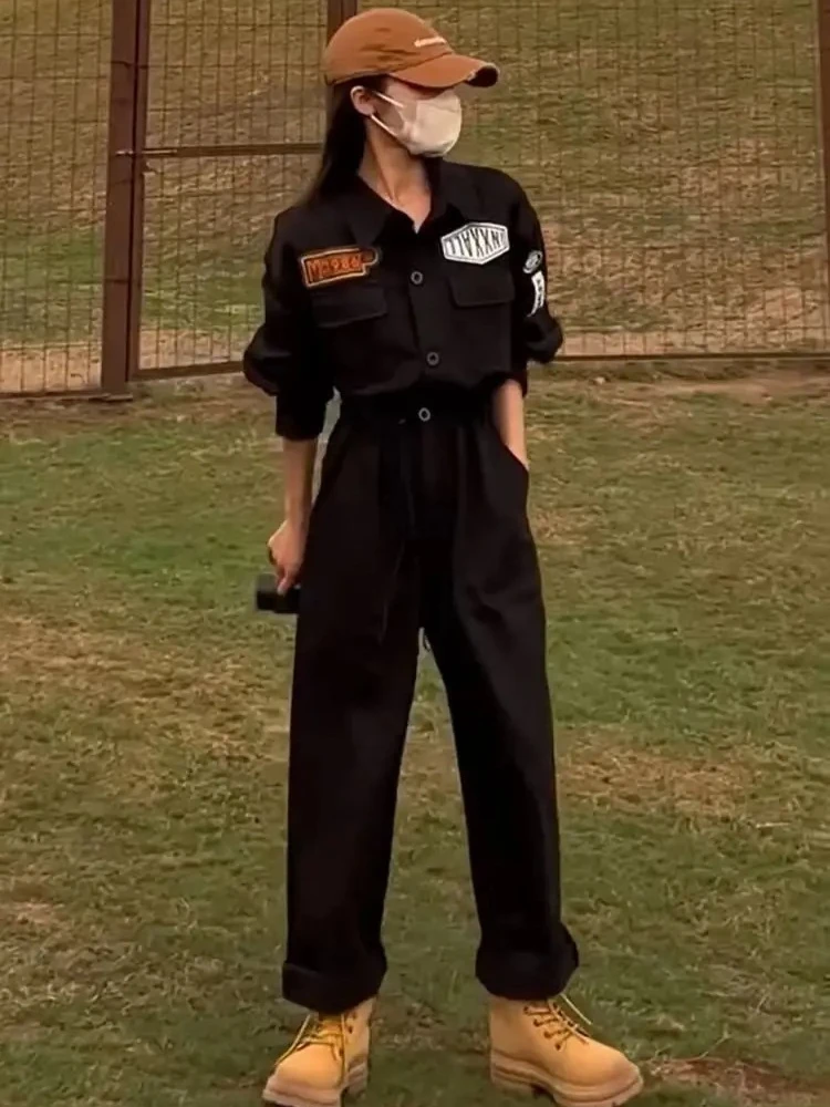 

Весенне-осенний новый женский комбинезон 202, свободный джинсовый комбинезон с высокой талией для путешествий, рабочая одежда