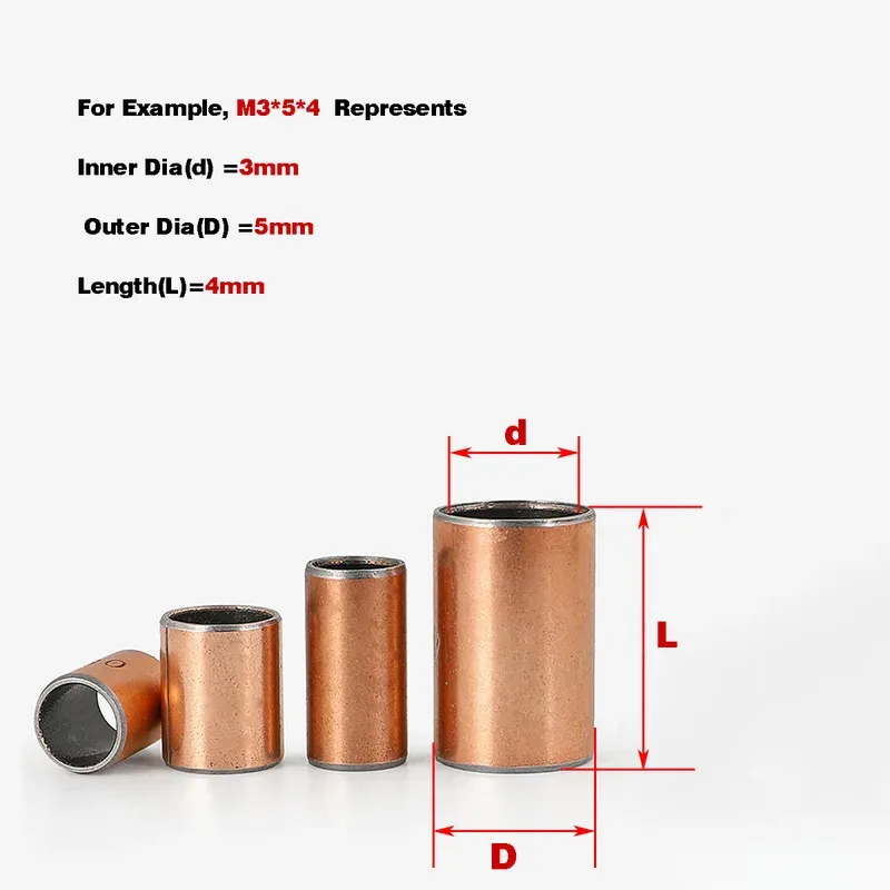 SF-1 Composite Bearing High Strength Brass Base Self Lubricating Bushing Low Friction Oil Free for Machinery ID 3 4 5 6 8 9mm
