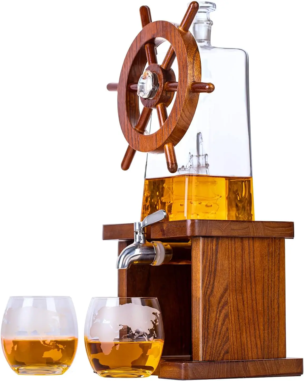 

1250ml Whiskey Decanter Set with Ship Design, Elegant Gift for Men and Whiskey Lovers
